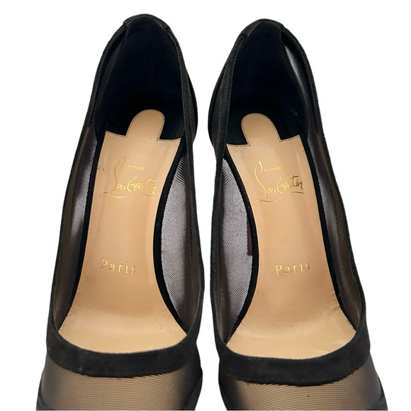 Christian Louboutin Galativi Black Suede Mesh Pointed Toe High Heel Pumps 38.5 - Picture 5 of 9